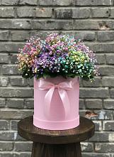 Цветочная композиция из Гипсофила и Розы в шляпной коробке #REPLACE_PRED# Устье Вологодская область