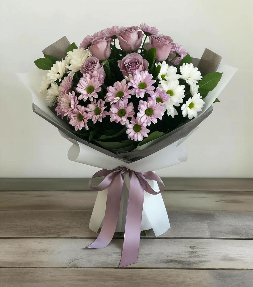 Букет цветов из: Хризантемы и Розы в Устье Вологодская область