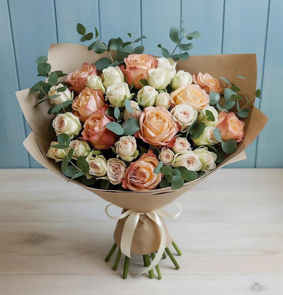 Букет цветов из: Альстромерии и Розы в Устье Вологодская область