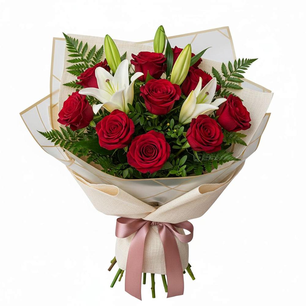 Букет цветов из: Лилии и Розы в Устье Вологодская область