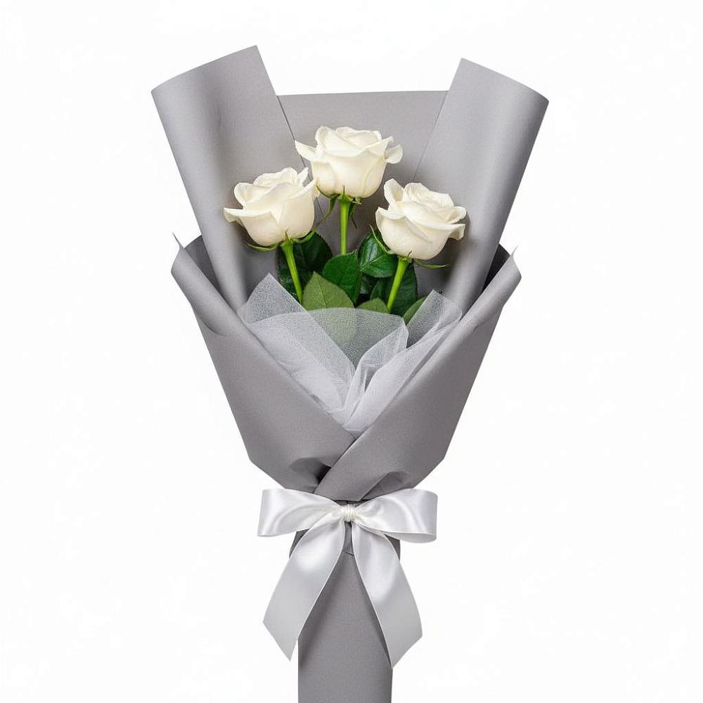 Букет 3 белые розы в Устье Вологодская область