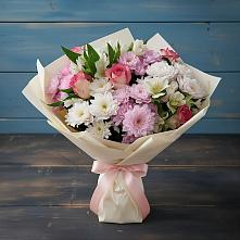 Букет цветов из:  Хризантемы, Альстромерии и Розы #REPLACE_PRED# Устье Вологодская область