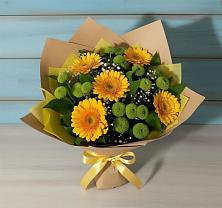 Букет цветов из:  Герберы и Хризантемы в Устье Вологодская область
