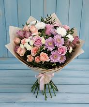 Букет цветов из:  Хризантемы, Розы и Альстромерии #REPLACE_PRED# Устье Вологодская область