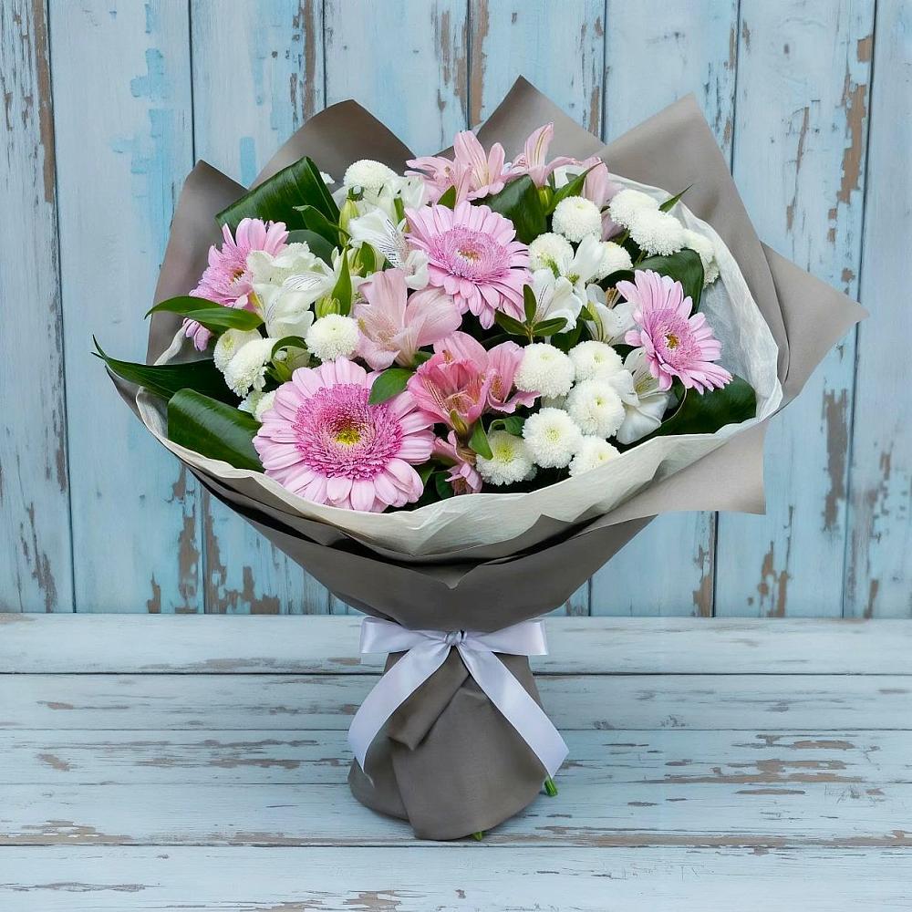 Букет цветов из: Герберы, Альстромерии и Хризантемы в Устье Вологодская область