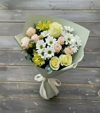 Букет цветов из:  Альстромерии, Розы и Хризантемы в Устье Вологодская область