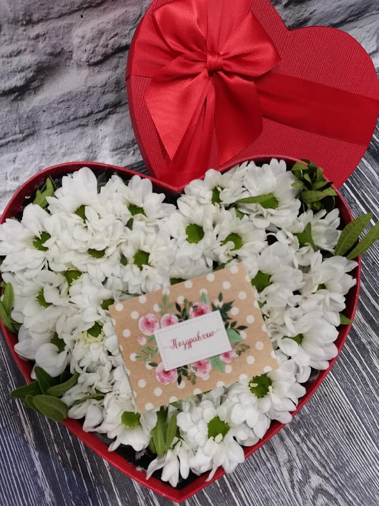 Цветочная композиция из Хризантемы в виде сердца в Устье Вологодская область